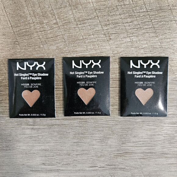 Lot of 3 NYX Hot Singles Eye Shadow Refills - HSS25 Bonfire Nude NEW - Picture 1 of 3
